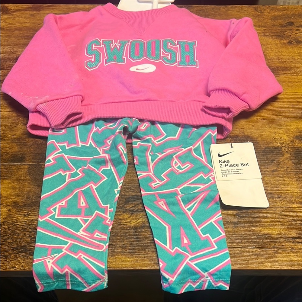 Nike Kids Pink and Teal Bottoms Set